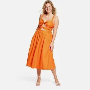 FE Noel x Target Women's Double Cut Out Midi Dress Orange Size M